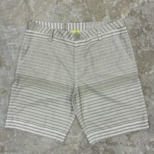 LOST Enterprises Hybrid Shorts Mens 34 Gray Stripe Chino 10" Swim Stretch Surf
